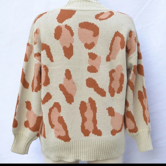 LAST S M only! Leopard Print Sweater Women Long Sleeve Knit Top - Picture 5 of 6